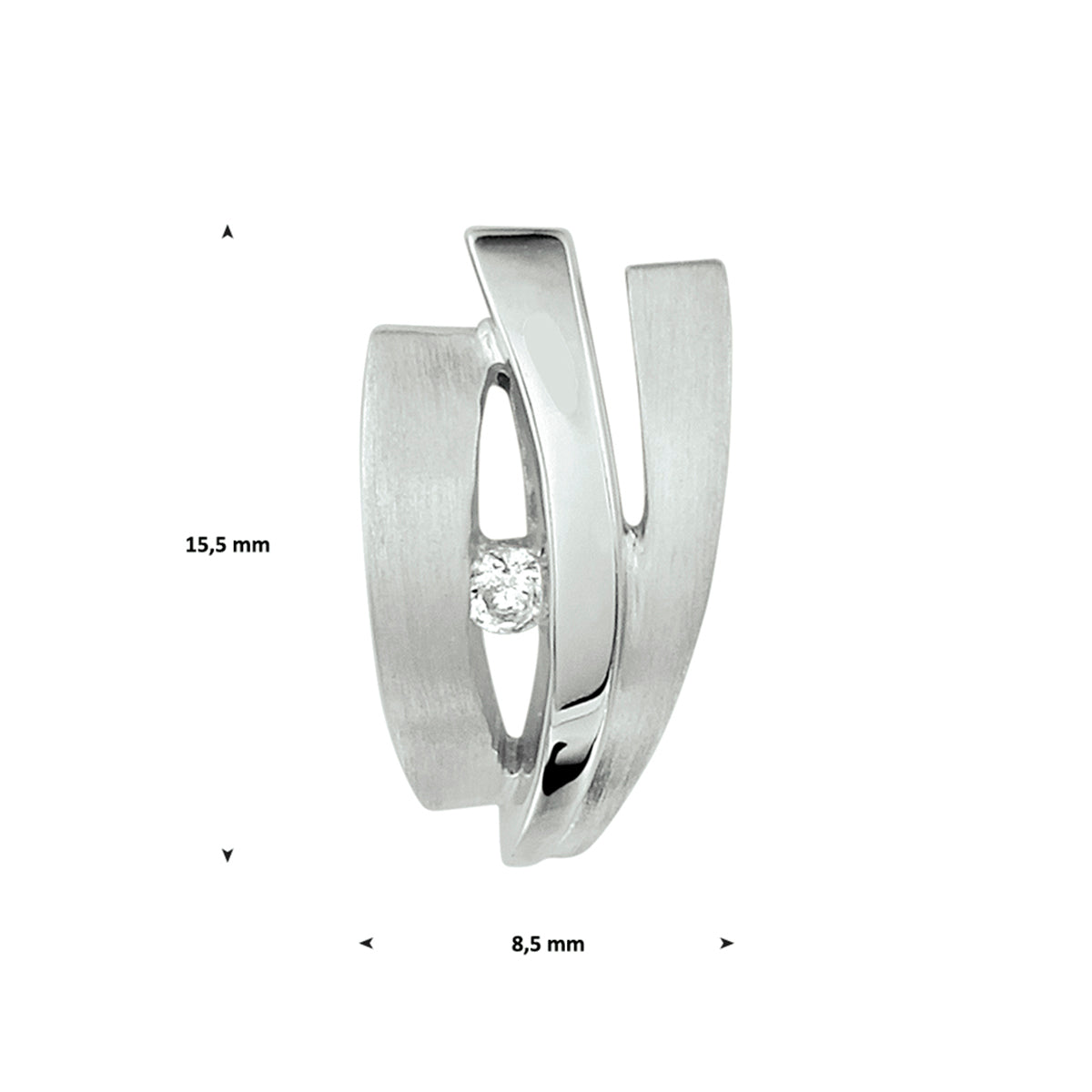 hanger zirkonia poli/mat zilver gerhodineerd