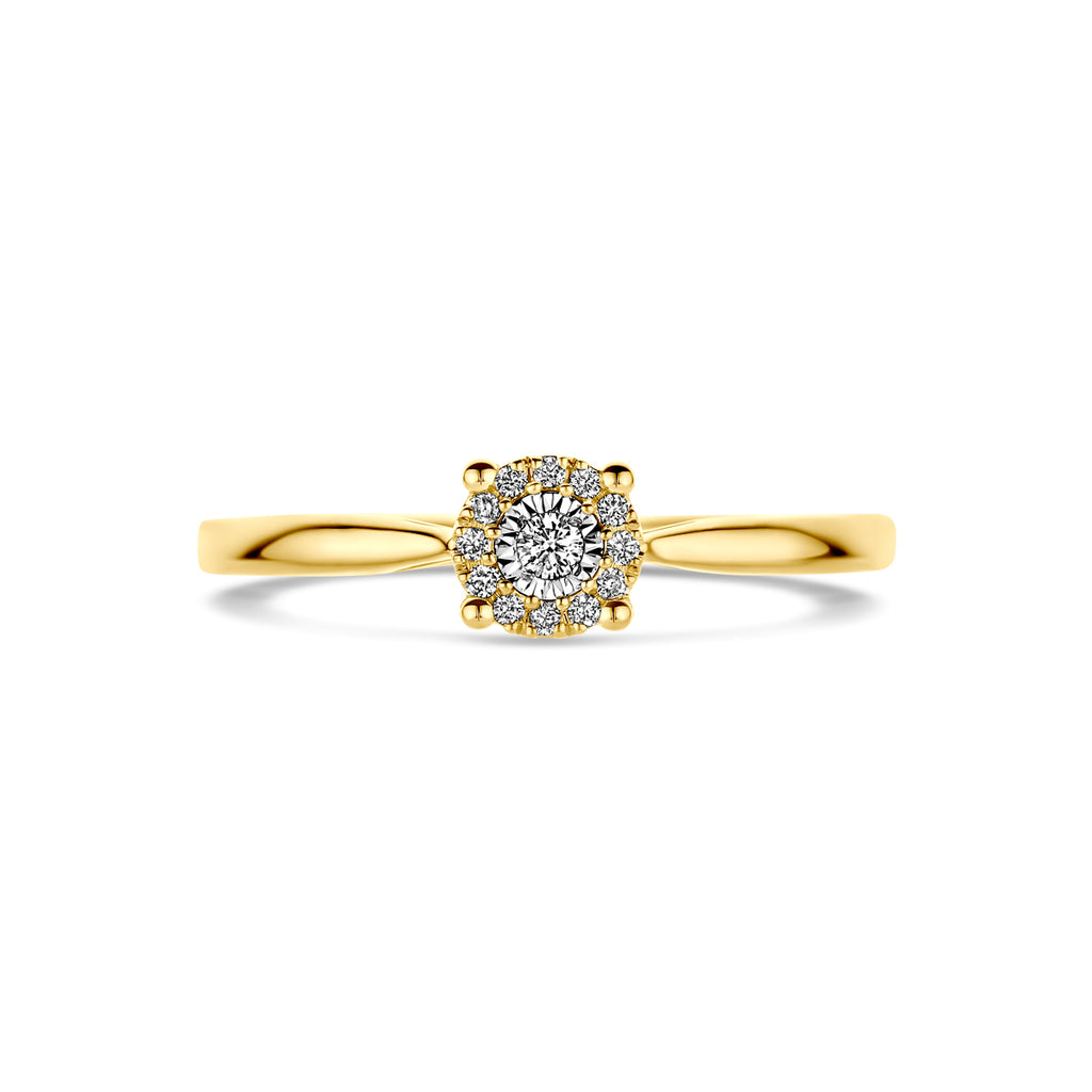 ring diamant 0.07ct h si 14K bicolor goud geel/wit