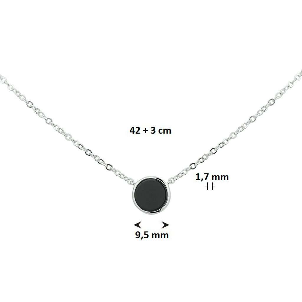 Halskette Onyx 42 + 3 cm Silber rhodiniert