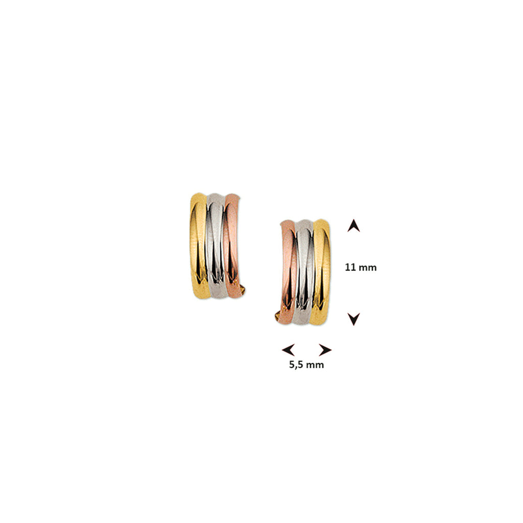 stekeroorringen tricolor 14K tricolor goud