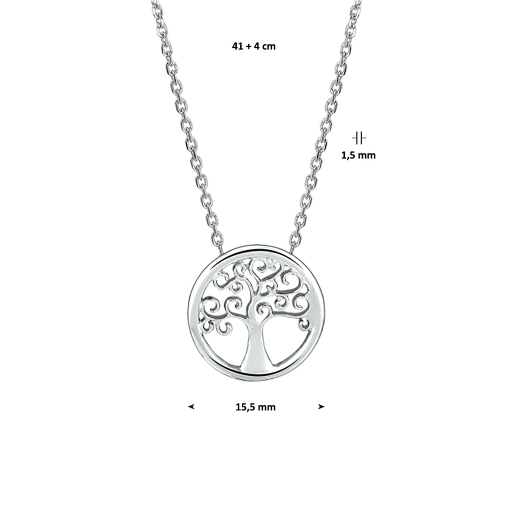 Lebensbaum Halskette 41 + 4 cm Silber rhodiniert