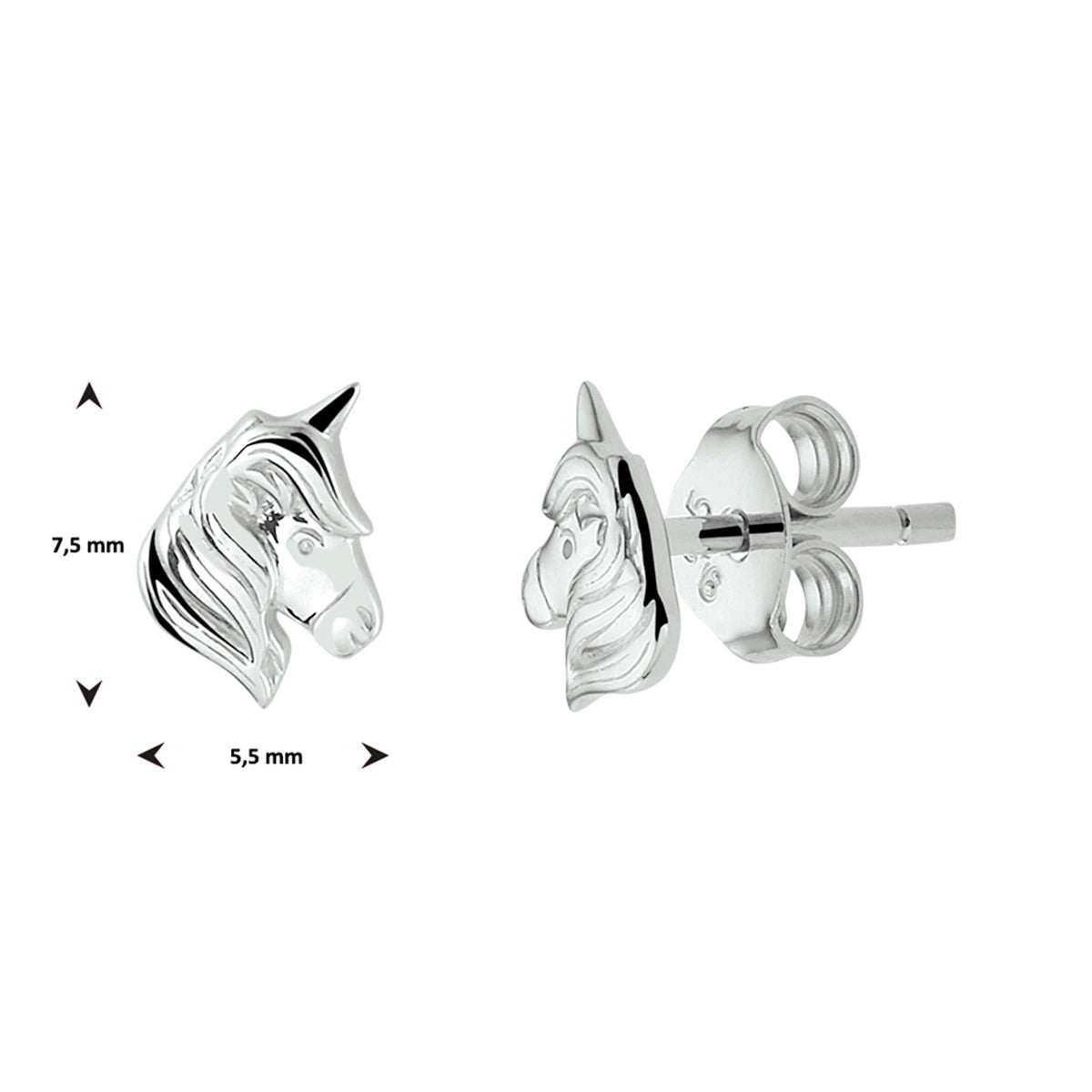 Ohrstecker aus rhodiniertem Einhorn-Silber