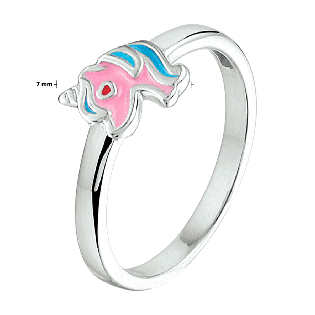 Ring Einhorn Emaille Silber rhodiniert