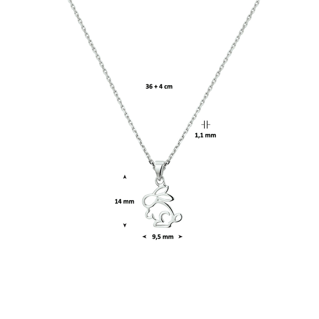 collier konijn 36 + 4 cm zilver gerhodineerd