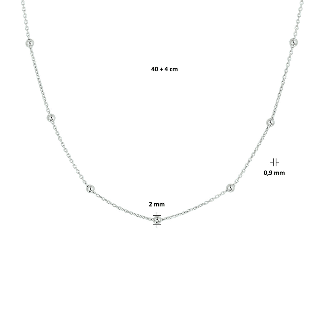 Halskette Kugeln 2,0 mm 40 + 4 cm Silber rhodiniert