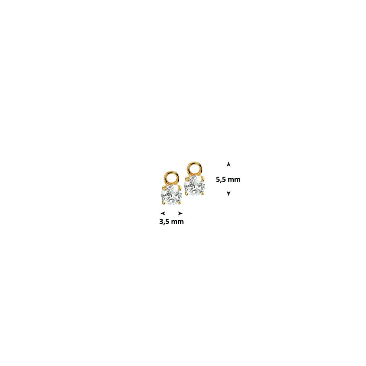oorhanger zirkonia 14K geelgoud