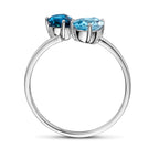 ring trilogie london blue topaas, blauw topaas en diamant 0.01ct h p1 14K witgoud