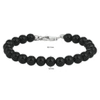 kralenarmband onyx 6,3 mm 16 + 3 cm zilver gerhodineerd