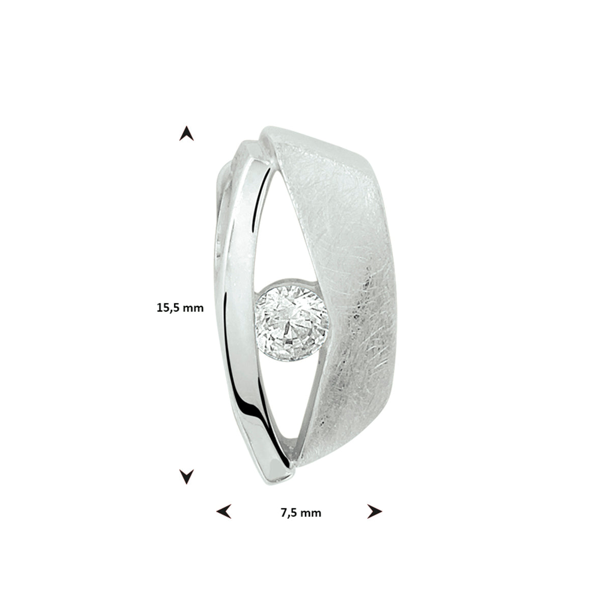 Anhänger Zirkonia Poly/Silber matt rhodiniert