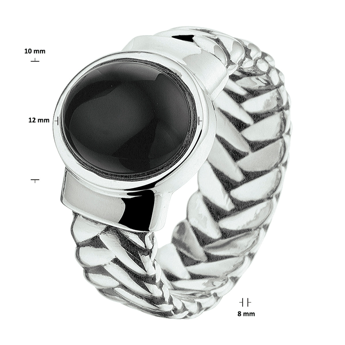 ring oxi en onyx zilver geoxideerd