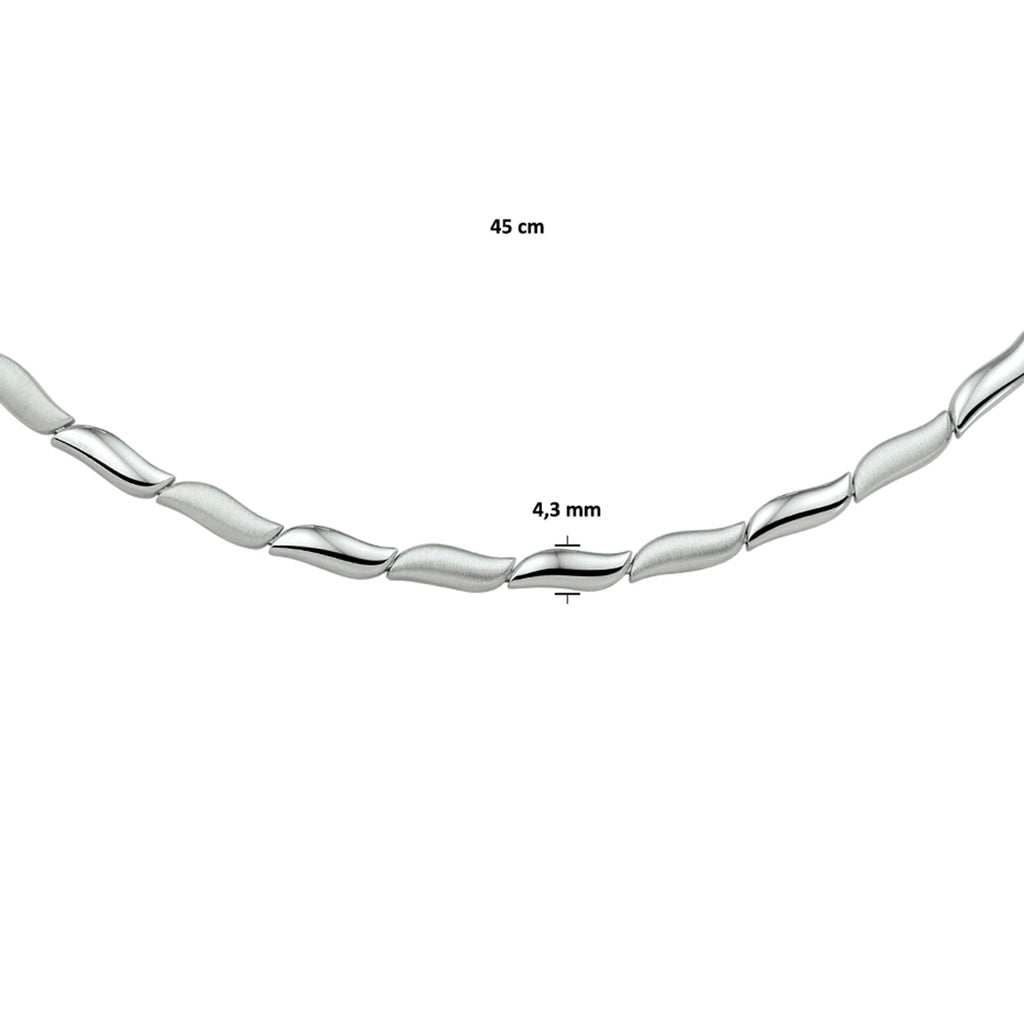 Halskette Poly/matt 4,3 mm 45 cm Silber rhodiniert