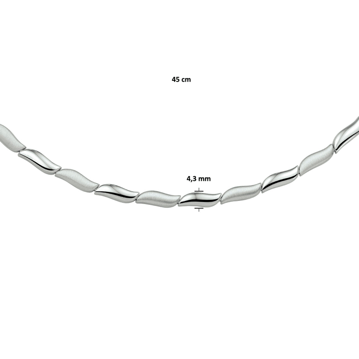 Halskette Poly/matt 4,3 mm 45 cm Silber rhodiniert