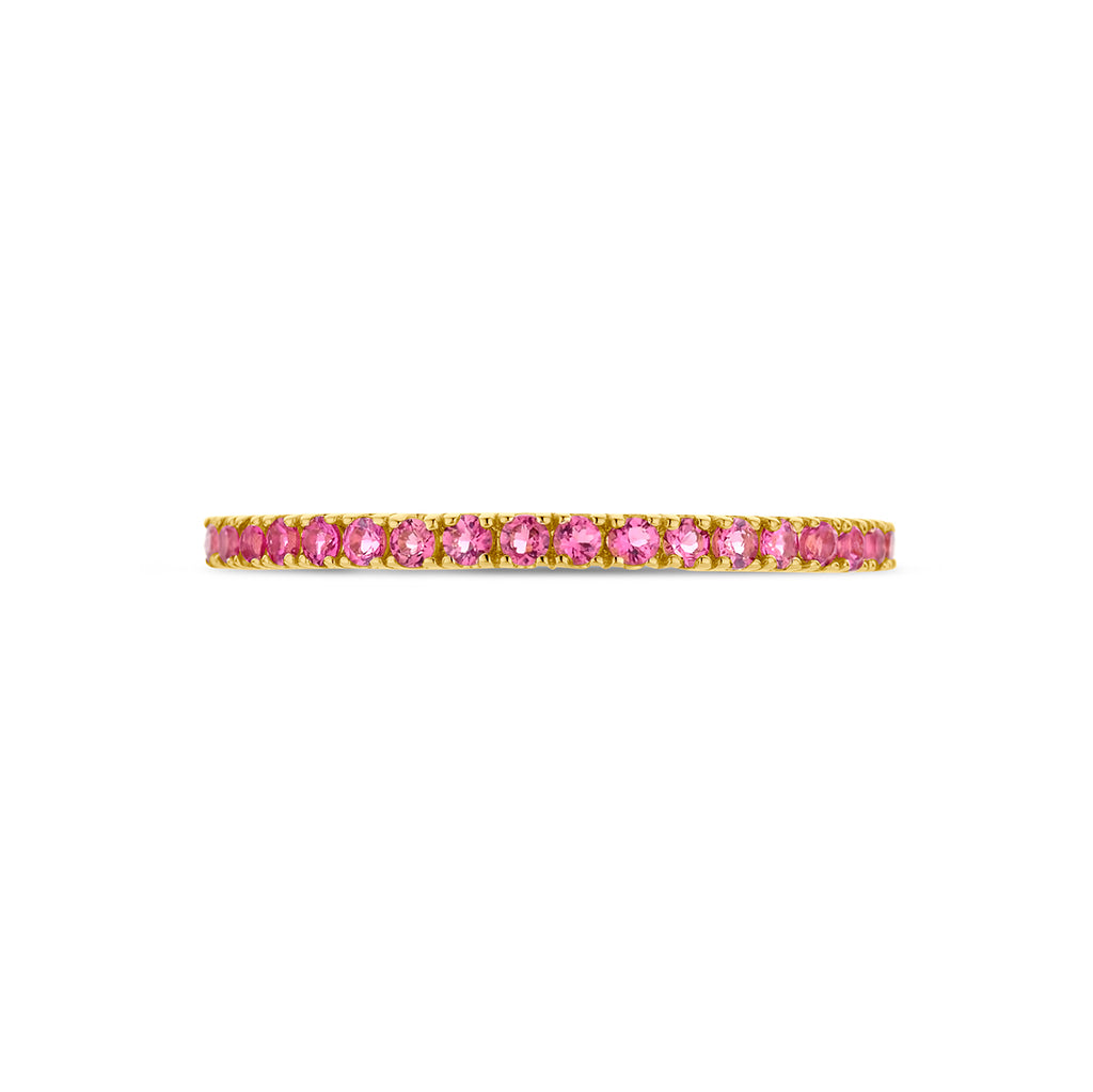 ring met geboortesteen roze toermalijn oktober 14K geelgoud