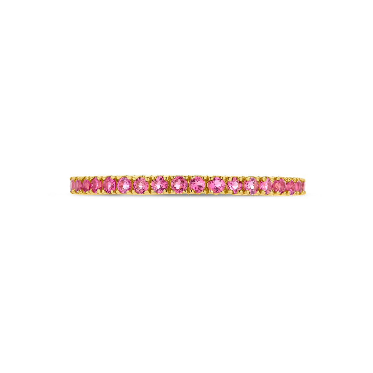 ring met geboortesteen roze toermalijn oktober 14K geelgoud
