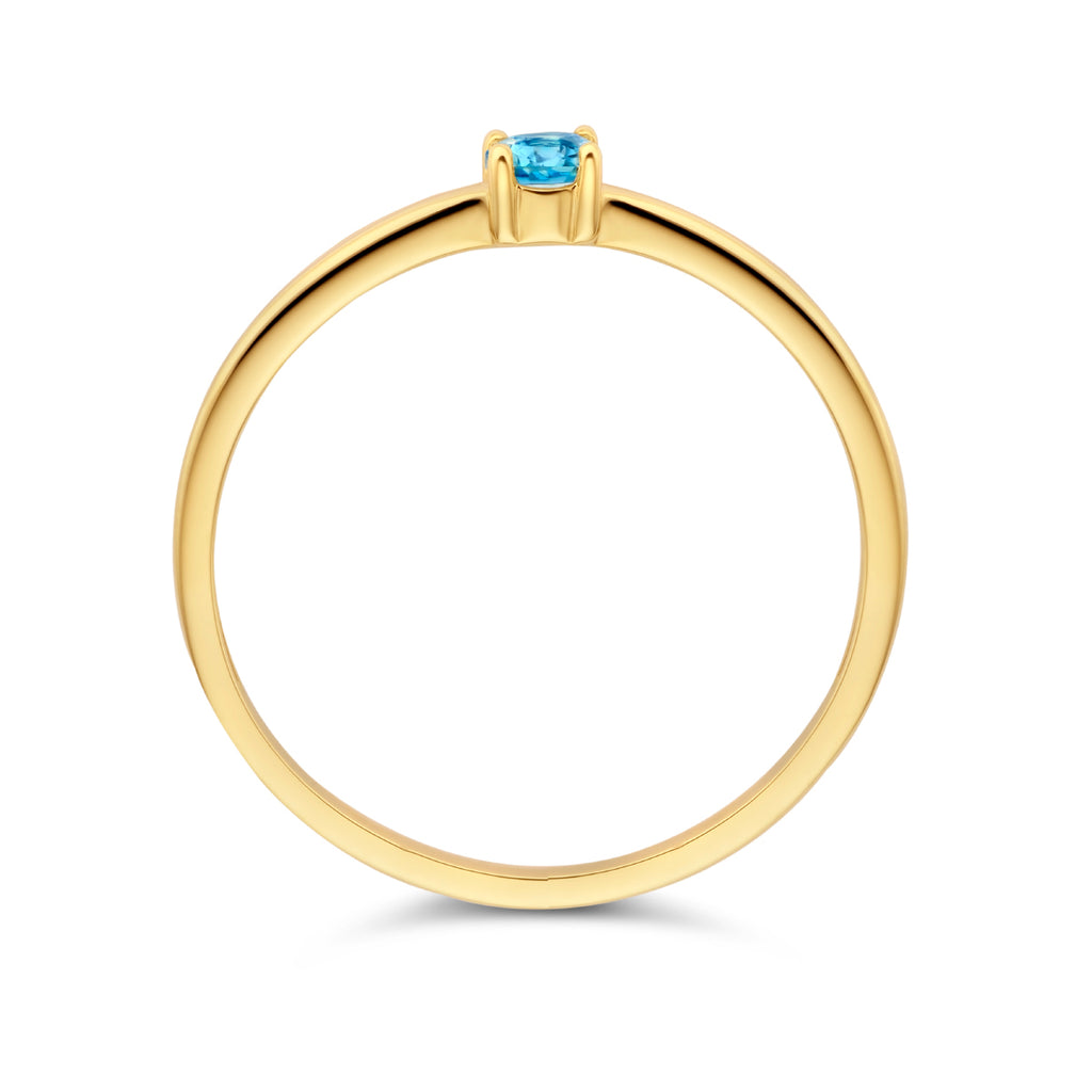Ring mit Geburtsstein Blautopas Dezember 14K Gelbgold