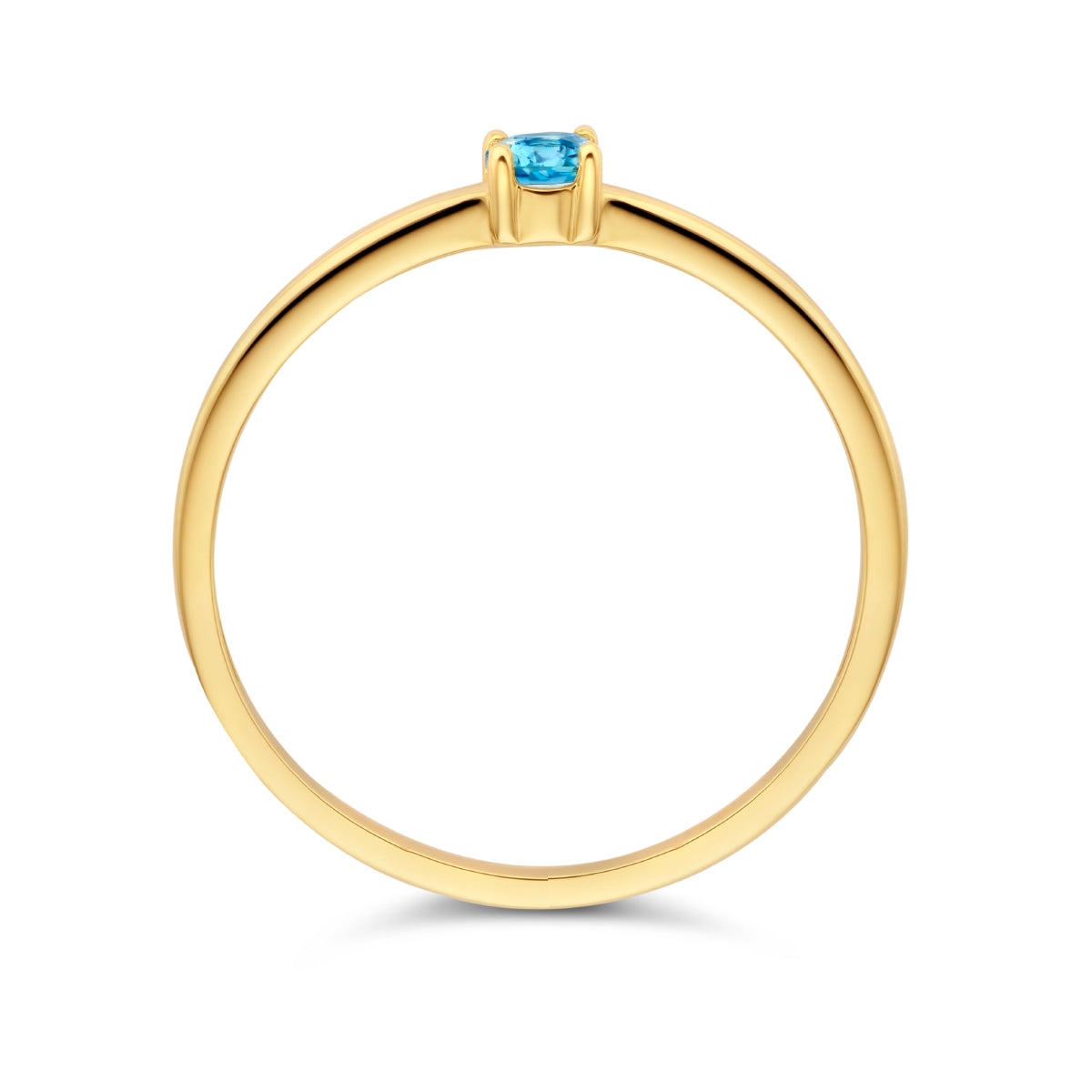 Ring mit Geburtsstein Blautopas Dezember 14K Gelbgold