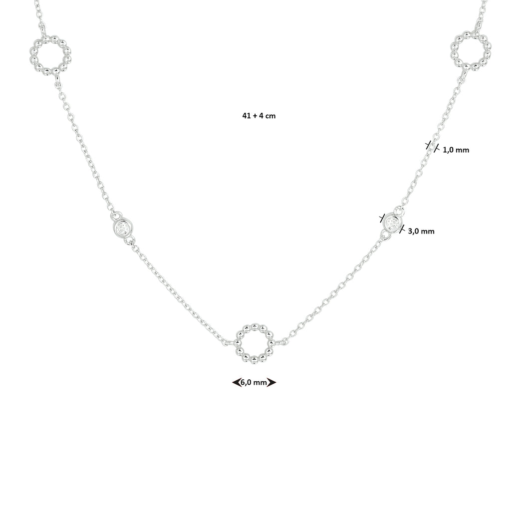 Halskette Zirkonia 41 + 4 cm Silber rhodiniert
