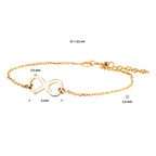 Armband Infinity 17 + 2,5 cm 3 Mikron Silber vergoldet (gelb)