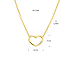 collier hart 41 + 5 cm 3 micron zilver verguld (geel)