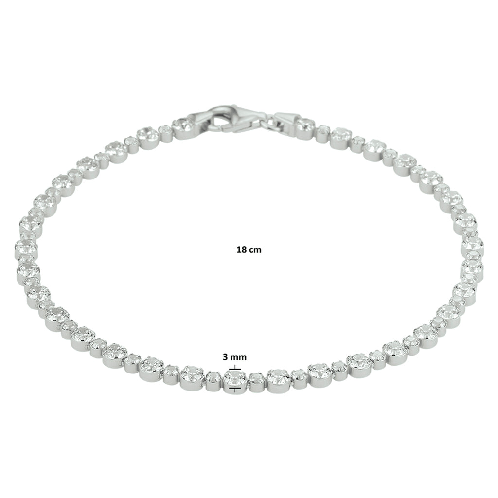 Tennisarmband Zirkonia 3,0 mm 18 cm Silber rhodiniert
