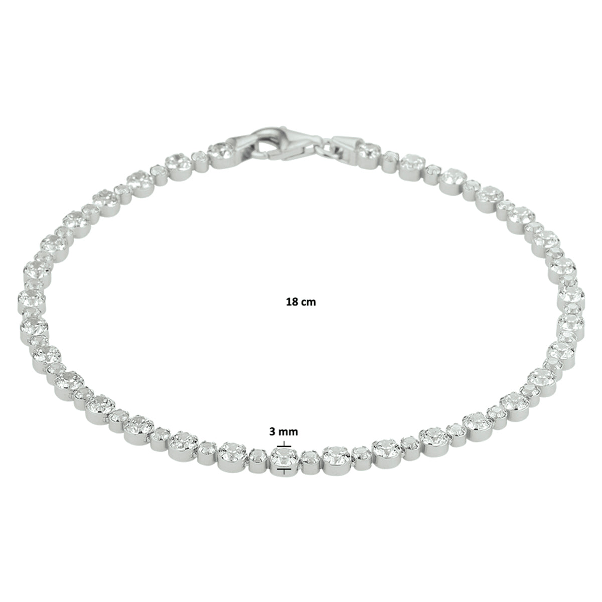 Tennisarmband Zirkonia 3,0 mm 18 cm Silber rhodiniert