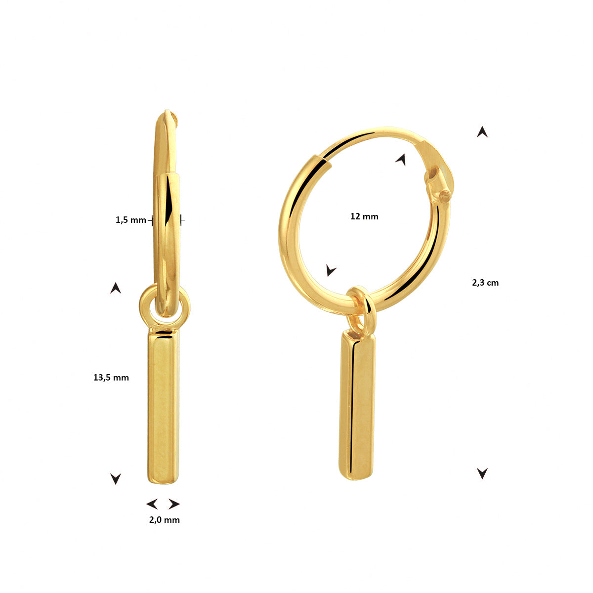 Ohrringe Stab Silber vergoldet (gelb)