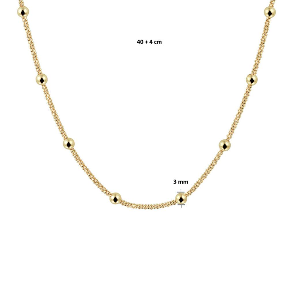 Halskette Kugeln 3,0 mm 40 + 4 cm 3 Micron Silber vergoldet (gelb)