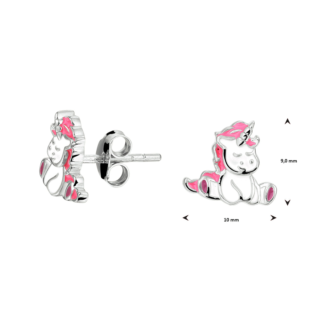 Ohrstecker aus rhodiniertem Einhorn-Silber