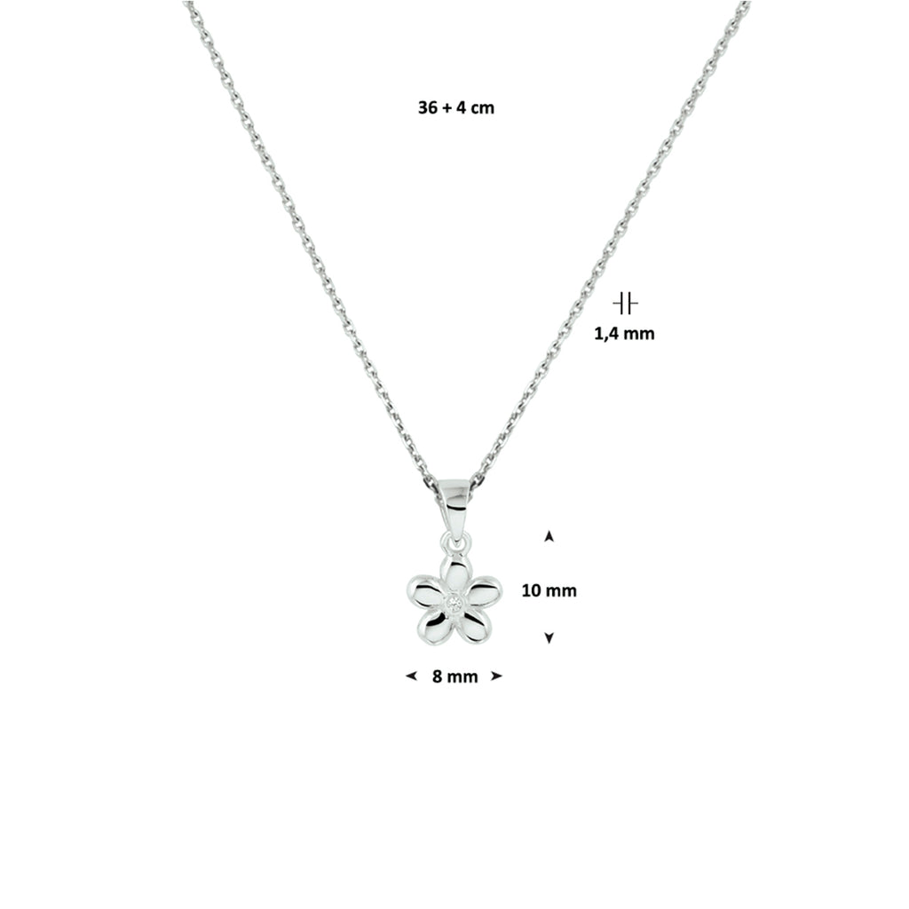Halskette Blume 1,1 mm 36 + 4 cm Silber rhodiniert