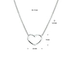 collier hart 41 + 5 cm zilver gerhodineerd