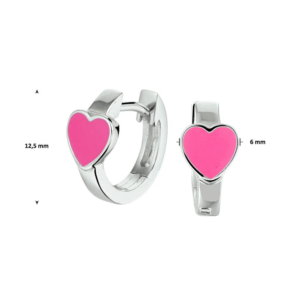 klapoorringen hart emaille zilver gerhodineerd