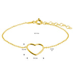 Armband Herz 16 + 3 cm 3 Mikron Silber vergoldet (gelb)