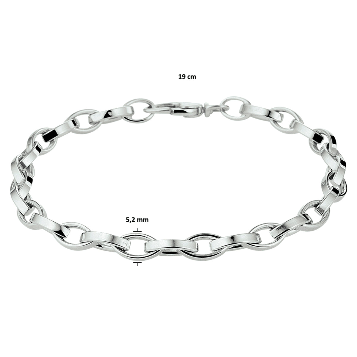 Armband Anker 5,2 mm 19 cm Silber rhodiniert