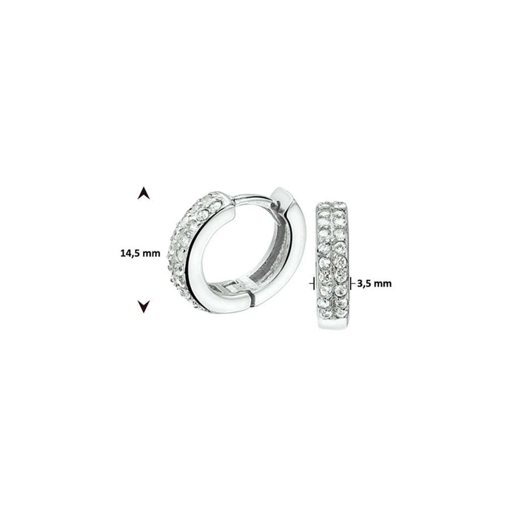 klapoorringen zirkonia zilver gerhodineerd