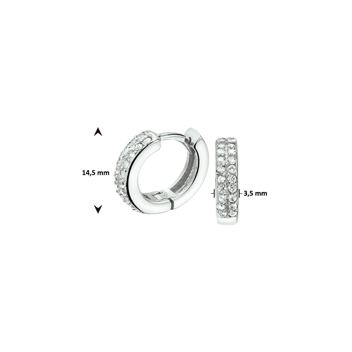 klapoorringen zirkonia zilver gerhodineerd