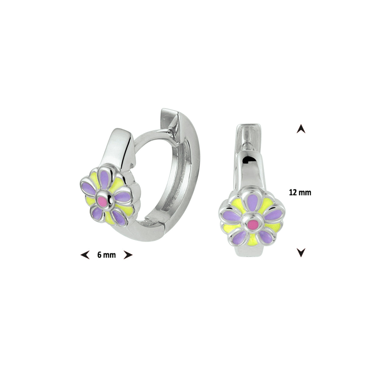 Ohrstecker Blüte Emaille Silber rhodiniert