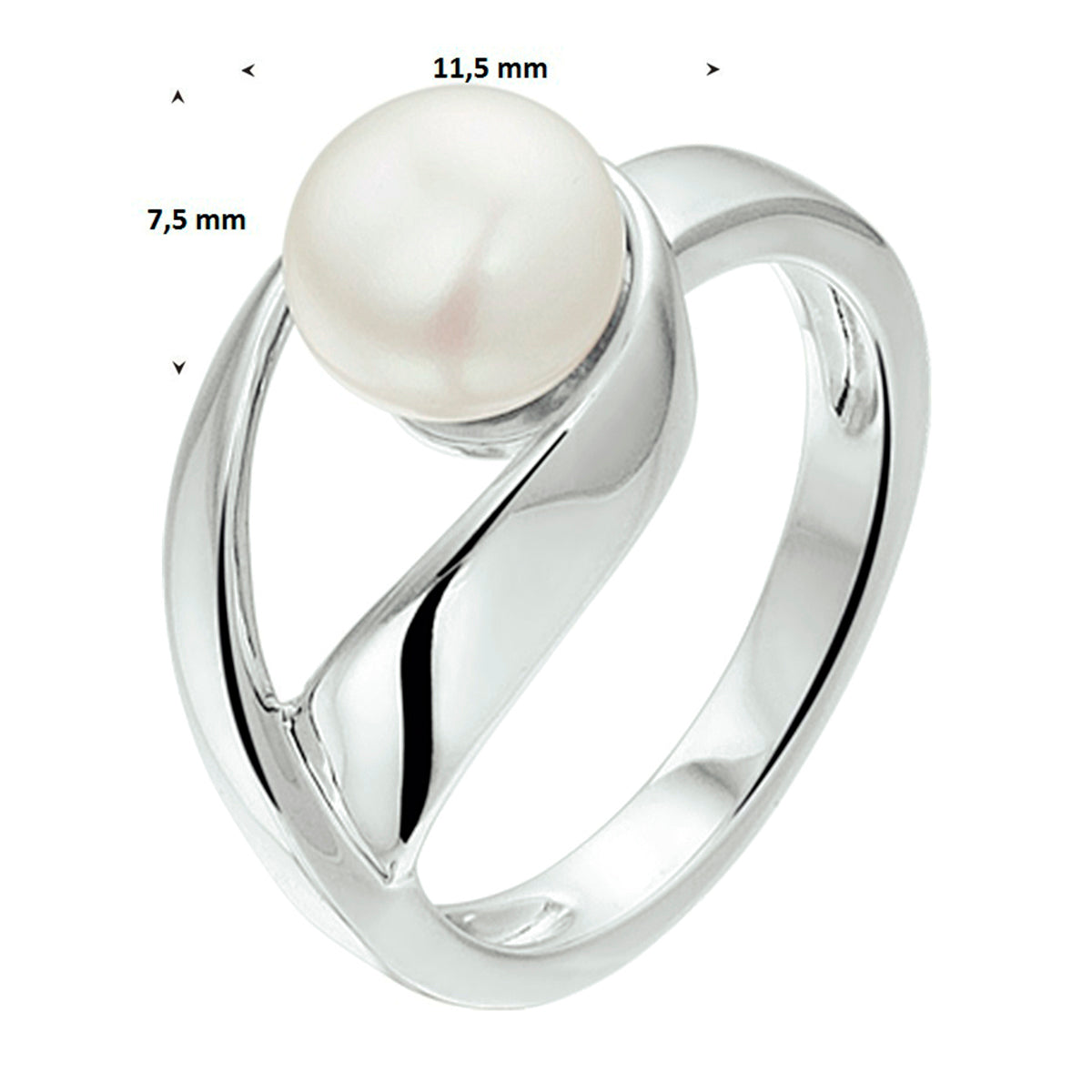 Ring Perle Silber rhodiniert
