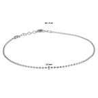 enkelbandje bolletjes 1,5 mm 24 + 2 cm zilver gerhodineerd