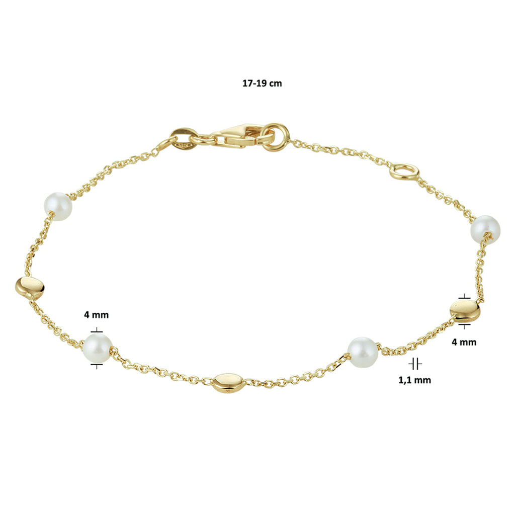 armband parel 17 - 19 cm 14K geelgoud - rondje,bolletje,ringetje,draad
