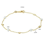 armband parel 17 - 19 cm 14K geelgoud - rondje,bolletje,ringetje,draad