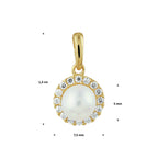 Anhänger Perle und Zirkonia 14K Gelbgold
