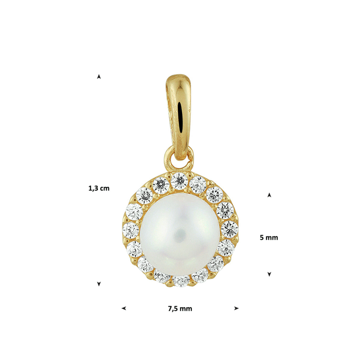 Anhänger Perle und Zirkonia 14K Gelbgold