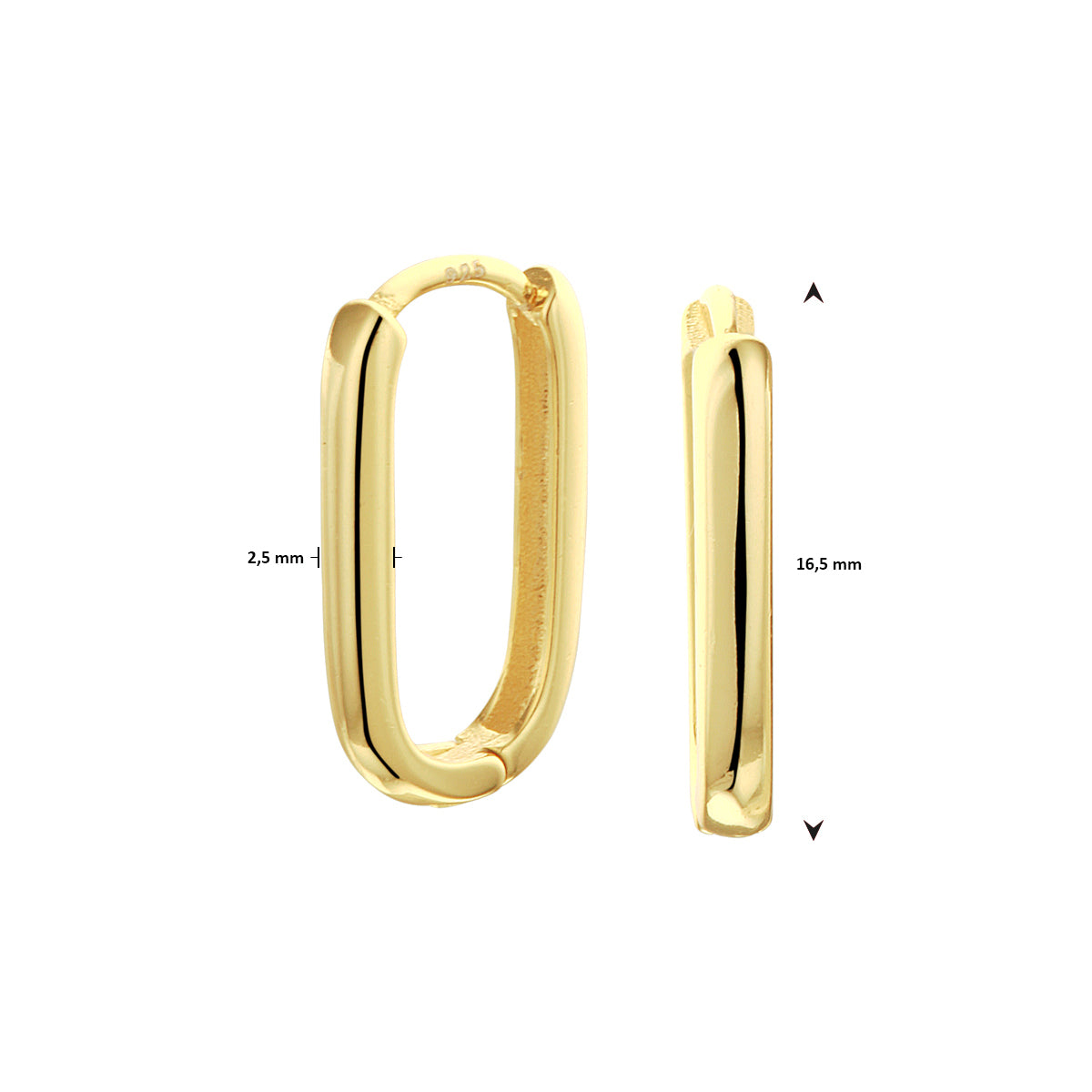 Klapp-Creolen Paperclip 1 Mikron 16,5 mm Silber vergoldet (gelb)