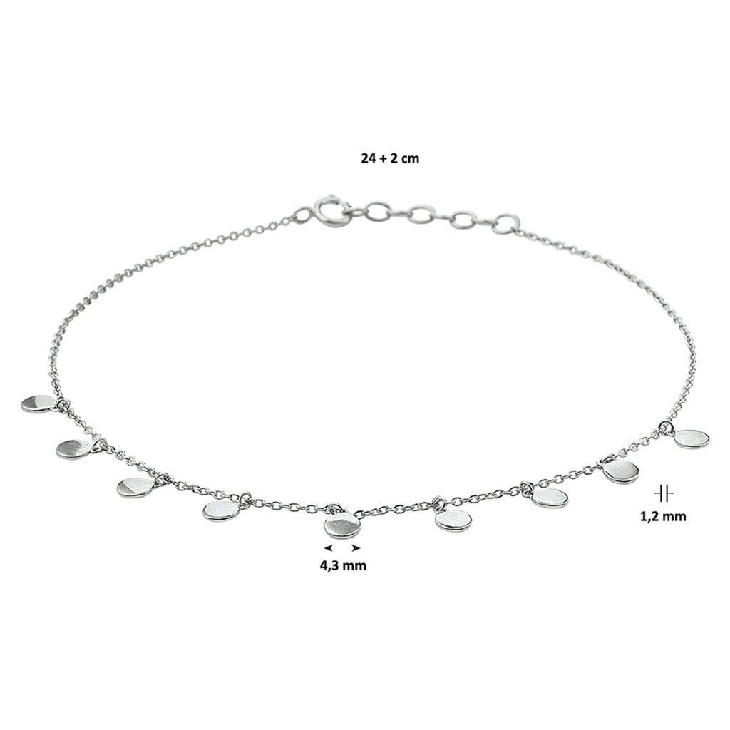 Fußkettchen Kreise 24 + 2 cm Silber rhodiniert
