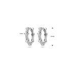 klapoorringen zirkonia 13 mm zilver gerhodineerd
