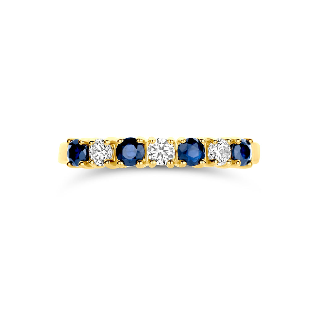 ring saffier en zirkonia 14K geelgoud