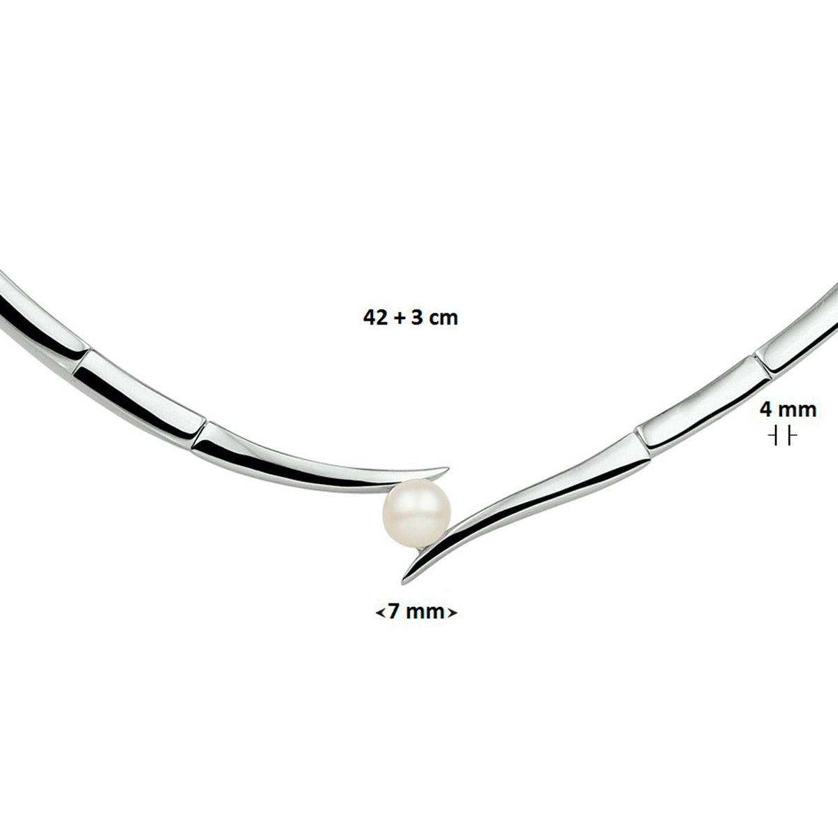 Halskette Distanzperle 42 + 3 cm Silber rhodiniert