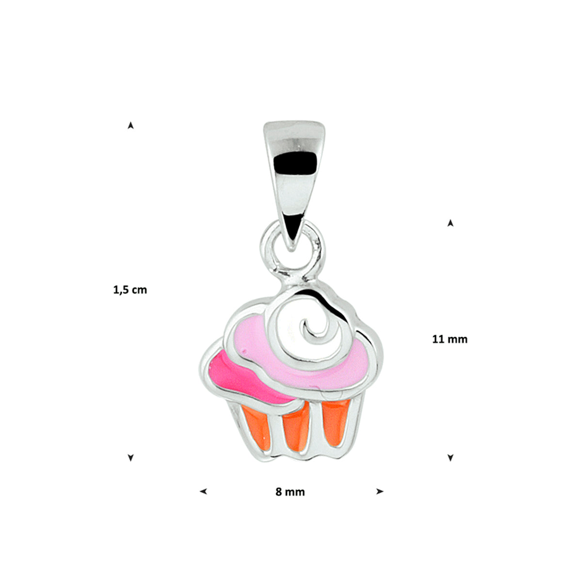 hanger cupcake emaille zilver gerhodineerd