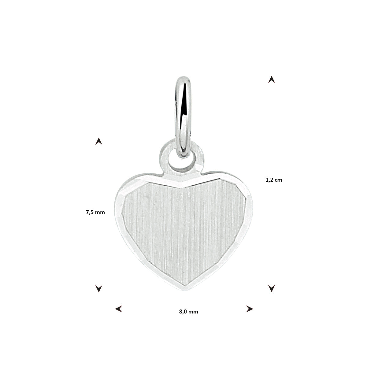graveerhanger hart gediamanteerd zilver gerhodineerd