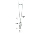 collier zeepaard 41 + 4 cm zilver wit